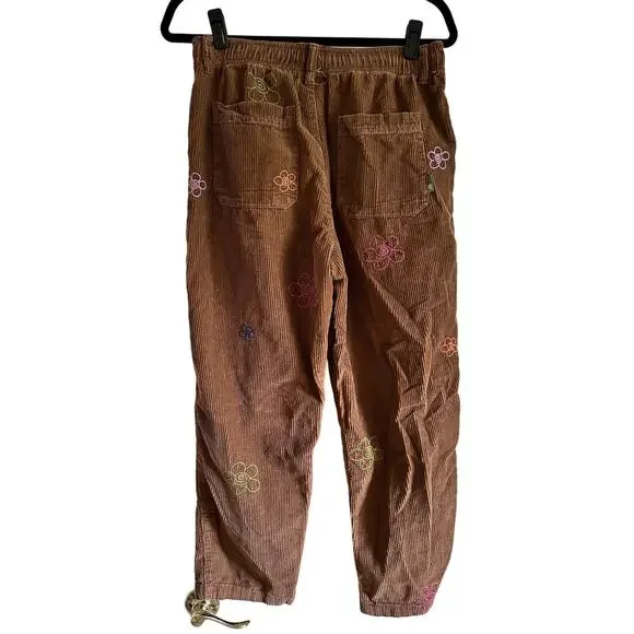 Urban Outfitters Brown Corduroy Embroidered Beach Pants Size Medium - Picture 2 of 8